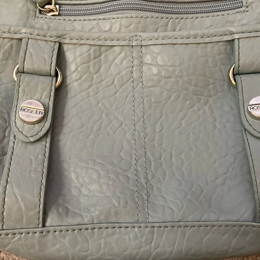 Rosetti Light Blue Crossbody Purse | Multiple Zipper Compartments | Adjustable